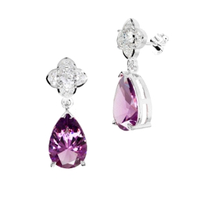 PENDIENTES ORO BLANCO PIEDRA FINA