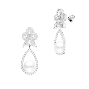 PENDIENTES ORO BLANCO PERLA