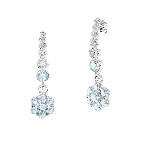 PENDIENTES ORO BLANCO PRESION ZIRCONITA