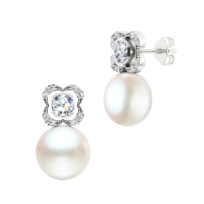 1TO 233      PENDIENTE ORO BLANCO PERLA