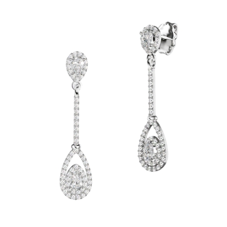 PENDIENTE ORO BLANCO PIEDRA FINA ( DOS )