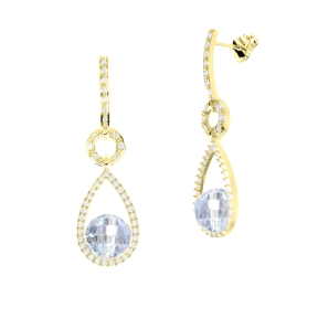 PENDIENTE ORO BOLA AGUAMARINA