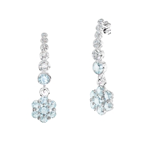 PENDIENTES ORO BLANCO PRESION ZIRCONITA