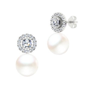 1TO 232      PENDIENTES ORO BLANCO PERLA