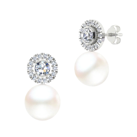 1TO 232      PENDIENTES ORO BLANCO PERLA