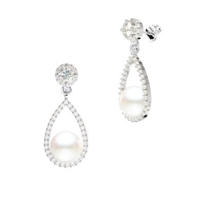 PENDIENTE ORO BLANCO PERLA