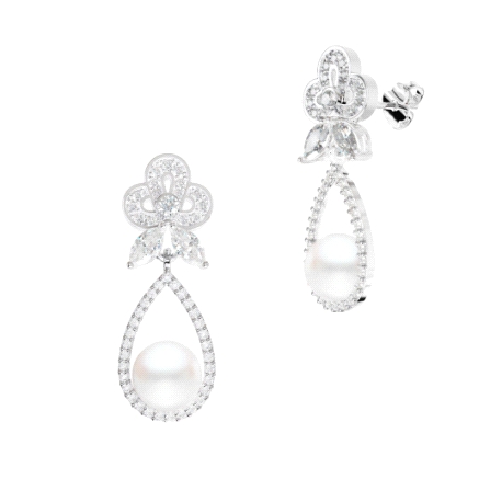 PENDIENTES ORO BLANCO PERLA