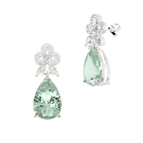 PENDIENTE ORO BLANCO PIEDRA FINA